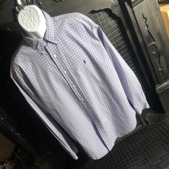 XL Polo by Ralph Lauren Men’s Navy Plaid Oxford - Picture 2 of 7